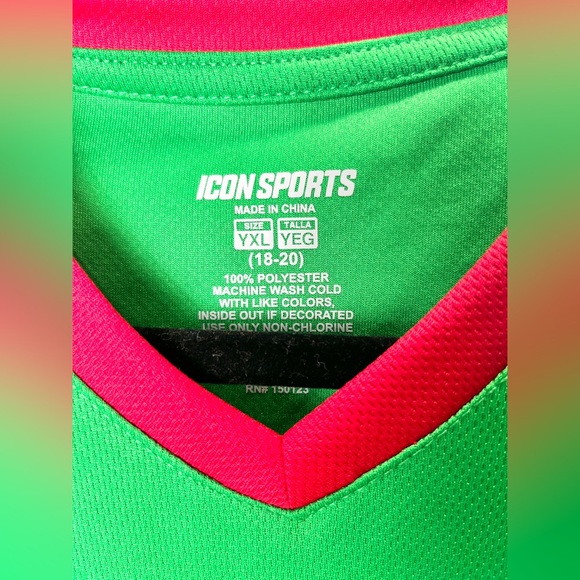 Icon Sports Youth Size 8-10 18-20 Mexico Short Sleeve Jersey Green W/ Red. New - Picture 2 of 12